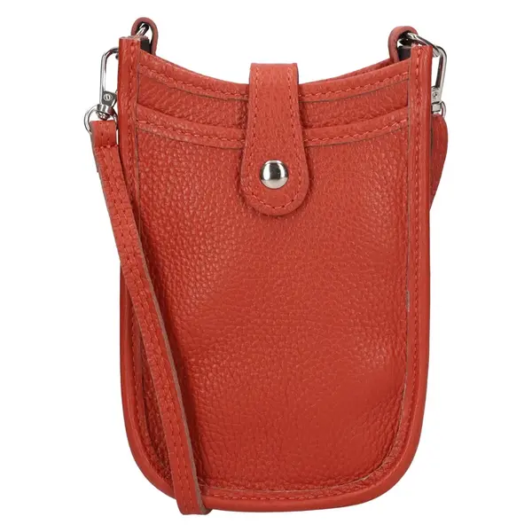 Dámska kožená kabelka na mobil a doklady Italia Limma - tehlová