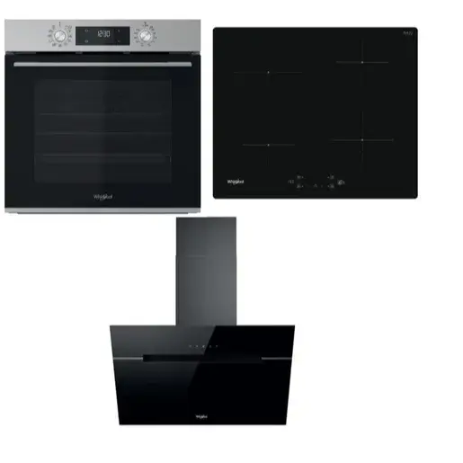 Whirlpool rúra OMK58CU1SX + indukčná varná doska WSQ7360NE + komínový odsávač pár WHVP62FLTSK SETWH22