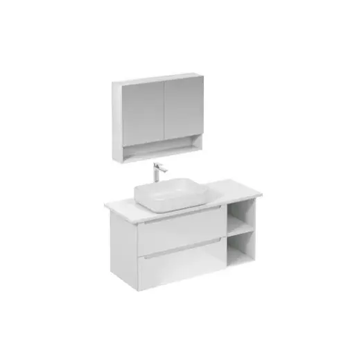 Kúpeľňová zostava s umývadlom vrátane umývadlovej batérie, vtoku a sifónu Naturel Stilla biela lesk KSETSTILLA003