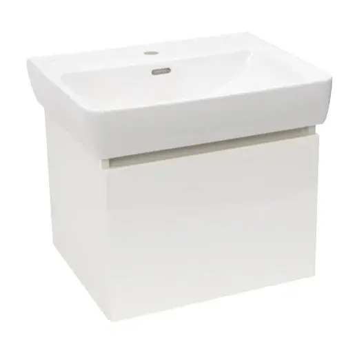 Kúpeľňová skrinka s keramickým umývadlom Laufen Naturel Project 52,5x40x45,3 cm biela lesk PROJECT60BI