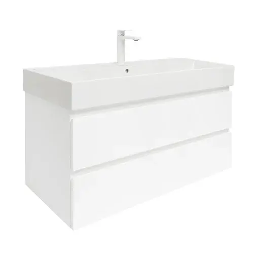 Kúpeľňová skrinka s umývadlom SAT B-Way 99x50x45 cm biela lesk BWAY2100WU2BBI