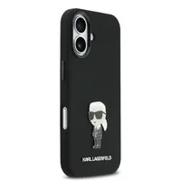Zadní kryt Karl Lagerfeld Liquid Silicone Metal Ikonik pro Apple iPhone 17, černá