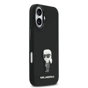 Zadní kryt Karl Lagerfeld Liquid Silicone Metal Ikonik pro Apple iPhone 17, černá