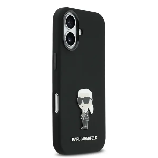 Zadní kryt Karl Lagerfeld Liquid Silicone Metal Ikonik pro Apple iPhone 17, černá