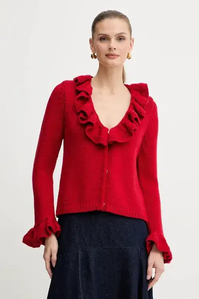 Vlněný kardigan Luisa Spagnoli dámský, červená barva, 100274