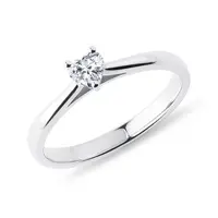 Prsteň z bieleho zlata s diamantom vo výbruse srdca KLENOTA