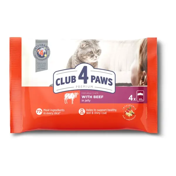 CLUB 4 PAWS Premium SET kapsičky s hovädzim mäsom 4x85g (9077)