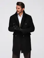 Ombre Men's double-breasted coat with decorative buttons - black