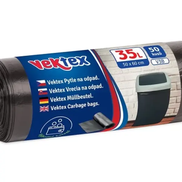 Pytle na odpadky Vektex 35 l, 50 ks, černé