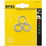Redukčný krúžok pre pílové kotúče, 20/16 mm, 20/13 mm, 20/12,7 mm, hrúbka 1,2 mm, 3 ks, Drel