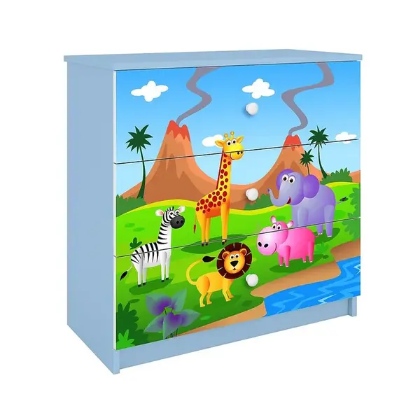 Detská komoda  Babydreams modrá – Safari