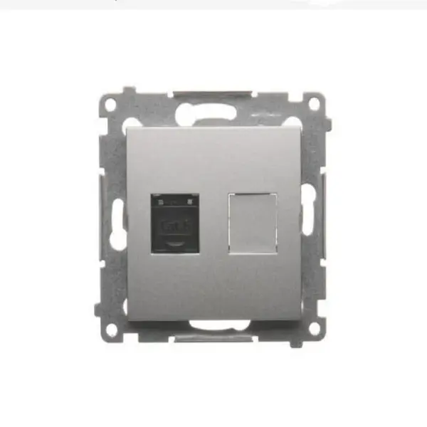 D61/43 Počítačová zásuvka RJ45 jednopólová strieborná mat