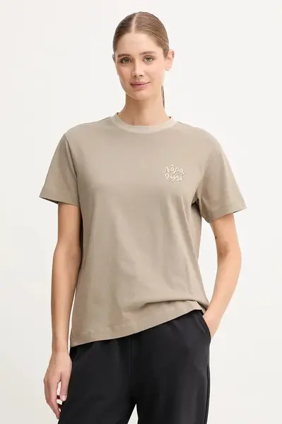 Bavlněné tričko Napapijri S-Fedaia dámské, zelená barva, NP0A88XON1T1