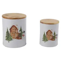 Z-TRADE Dóza plechová okrúhla Vianočný čas biela 2 kusy