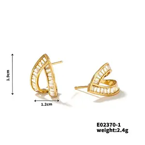 Geometric Water Drop Earrings with Hollow Out and Full Drill