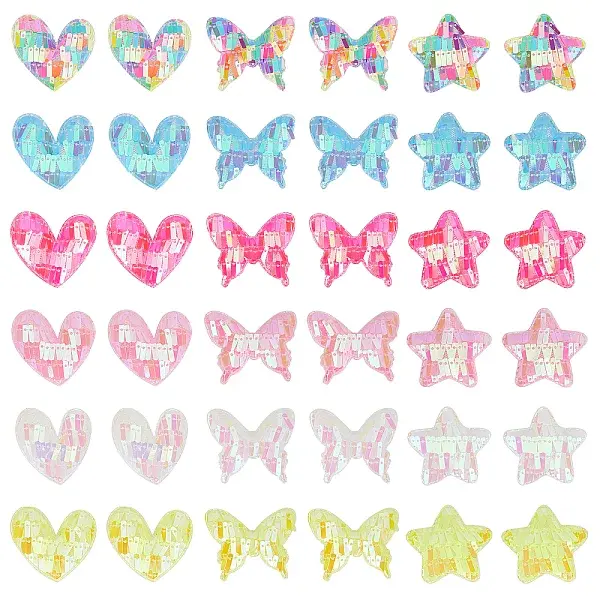 72Pcs 18 Style Fabric & Sequin Ornament  Accessories
