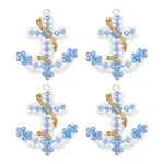 4Pcs Glass Seed Beaded Anchor Pendants