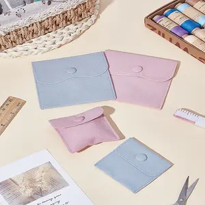 4Pcs 4 Styles Square Velvet Jewelry Boxes with Snap Button