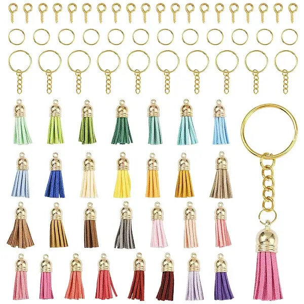 DIY Faux Suede Tassel Pendant Keychain Making Kits