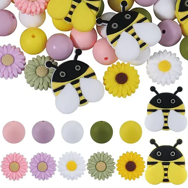 59pcs 12 Styles Silicone Beads