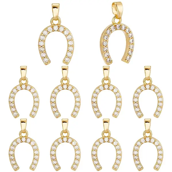 10Pcs Brass Micro Pave Cubic Zirconia Pendants