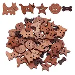 75Pcs 5 Styles 2-Hole Wooden Buttons