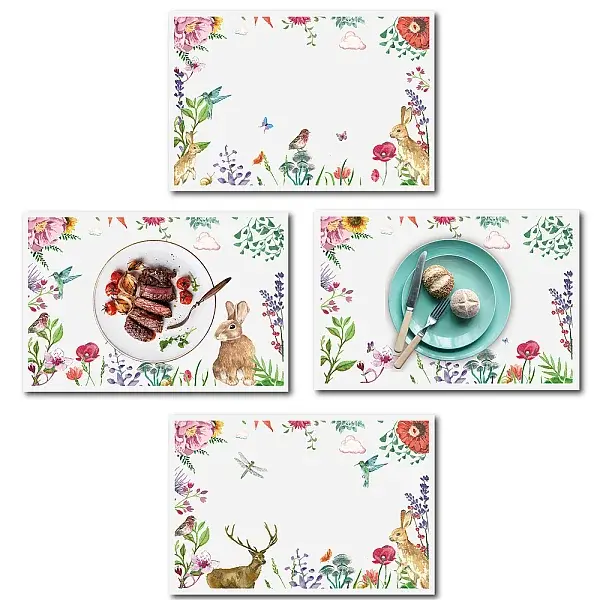 Rectangle with Animal Pattern Cotton Linen Cloth Table Mat