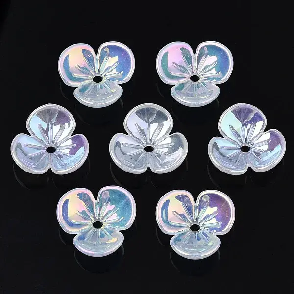 3-Petal Electroplate Acrylic Bead Caps