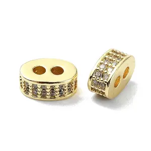 Rack Plating Brass Micro Pave Clear Cubic Zirconia Beads