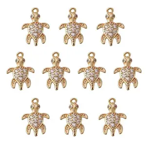 10Pcs Rack Plating Brass Micro Pave Clear Cubic Zirconia Pendants