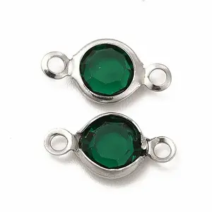 304 Stainless Steel with Glass Connector Charms