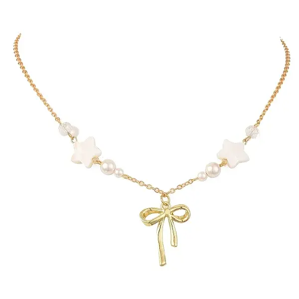 Alloy Crystal Rhinestone Bowknot Pendant Necklaces