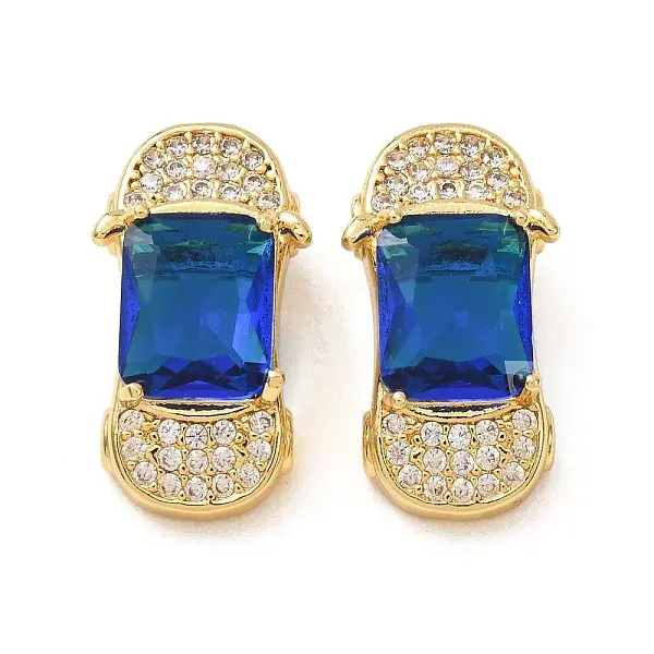 Brass Pave Blue Cubic Zirconia Pendants
