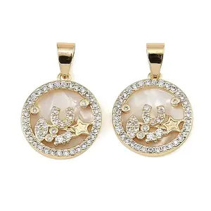 Brass Micro Pave Clear Cubic Zirconia Pendants