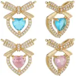8Pcs 2 Colors Brass Micro Pave Cubic Zirconia Pendants