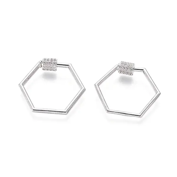 Brass Micro Pave Cubic Zirconia Screw Carabiner Lock Charms