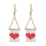 Handmade Glass Seed Beads Heart Dangle Earrings