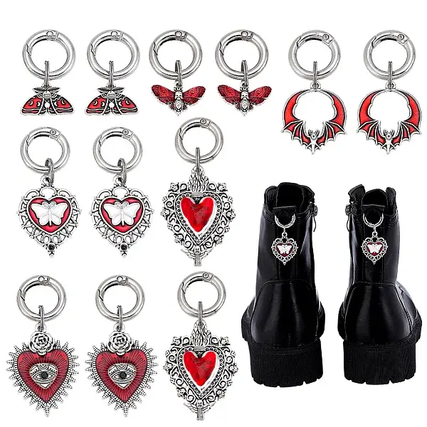 12Pcs 6 Style Alloy Shoes Charms