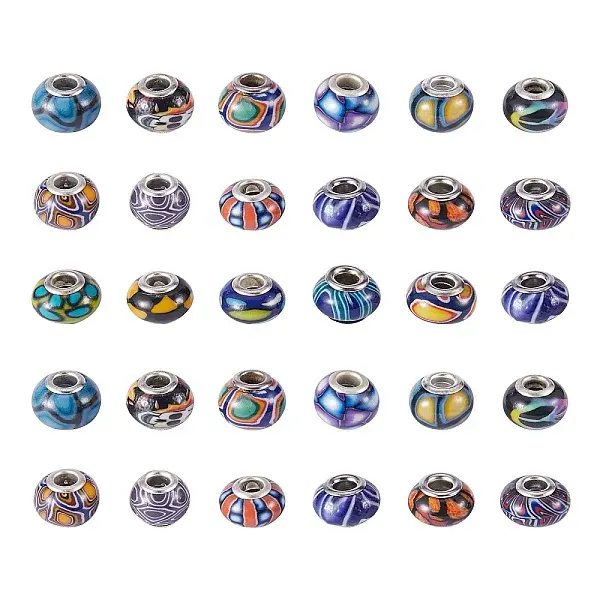 34Pcs 17 Colors Handmade Polymer Clay European Beads
