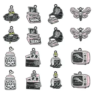 16Pcs 8 Styles Zinc Alloy Enamel Pendants