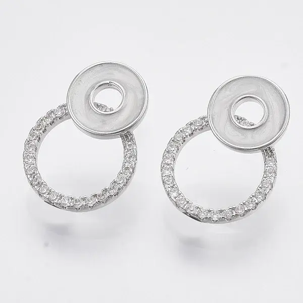 Brass Micro Pave Clear Cubic Zirconia Stud Earring Findings