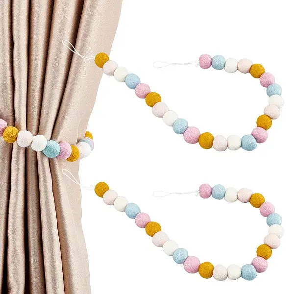 Wool Felt Pom Pom Ball Curtain Tiebacks