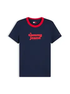 Tommy Jeans Tričko  námornícka modrá / purpurová