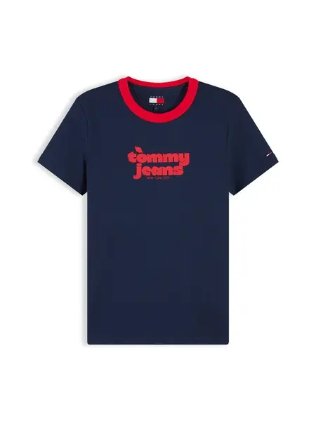 Tommy Jeans Tričko  námornícka modrá / purpurová