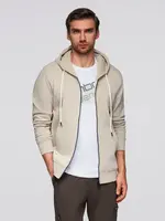 Ombre BASIC men's unbuttoned hooded sweatshirt - light beige