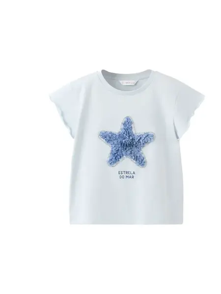 MANGO KIDS Tričko 'ESTRELLA'  opálová / pastelovo modrá / čierna