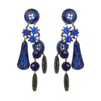 Náušnice Tatami Woman's Earclips Blossom E-Wo004M tmavě modré