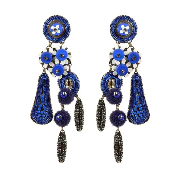 Náušnice Tatami Woman's Earclips Blossom E-Wo004M tmavě modré