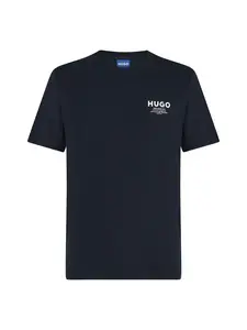 HUGO Tričko 'Nesptee'  tmavomodrá / biela