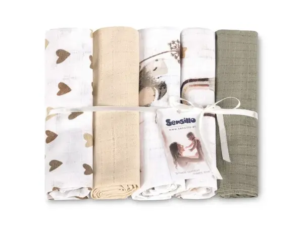 SENSILLO Tetra pleny Basic 70×80 cm Mouse beige - sada 5 ks, 100% bavlna